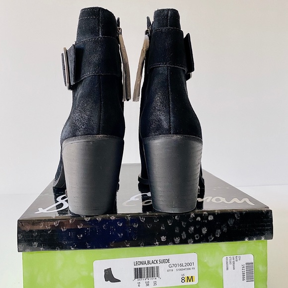 ✨New SAM EDELMAN Leonia Buckle Suede Heel Booties - Picture 6 of 8